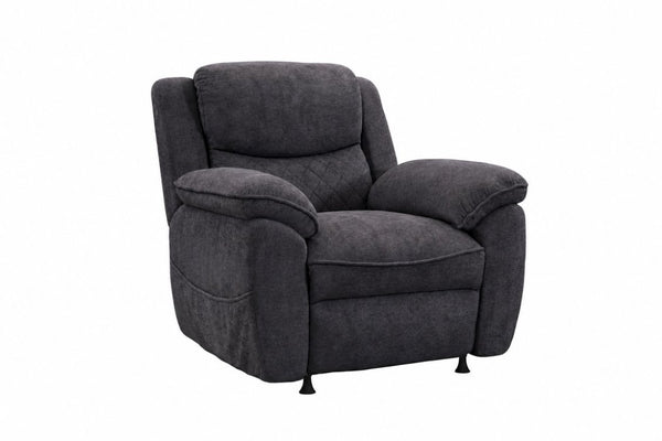English Elm Thick Padded Power Recliner Accent Chair Ice Silk Velvet Memory Foam Living Room Dark Gray W680P512841