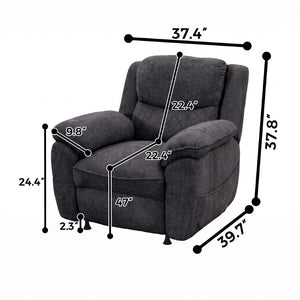 English Elm Thick Padded Power Recliner Accent Chair Ice Silk Velvet Memory Foam Living Room Dark Gray W680P512841