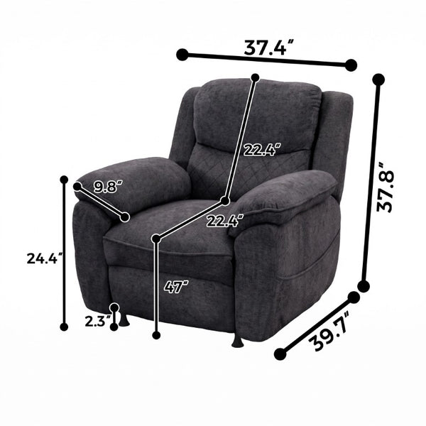 English Elm Thick Padded Power Recliner Accent Chair Ice Silk Velvet Memory Foam Living Room Dark Gray W680P512841