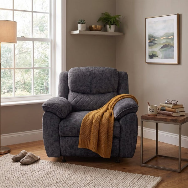 English Elm Thick Padded Power Recliner Accent Chair Ice Silk Velvet Memory Foam Living Room Dark Gray W680P512841