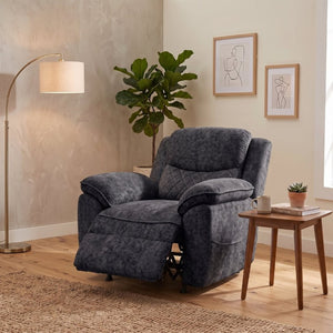 English Elm Thick Padded Power Recliner Accent Chair Ice Silk Velvet Memory Foam Living Room Dark Gray W680P512841