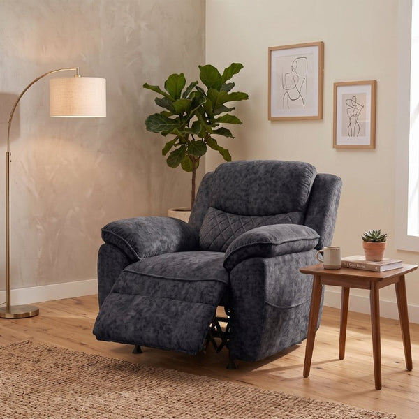 English Elm Thick Padded Power Recliner Accent Chair Ice Silk Velvet Memory Foam Living Room Dark Gray W680P512841