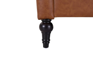 English Elm Pu Leather Tufted Loveseat with Nailhead Trim Birch Legs for Apartment Living 53 inches Brown W680P533846