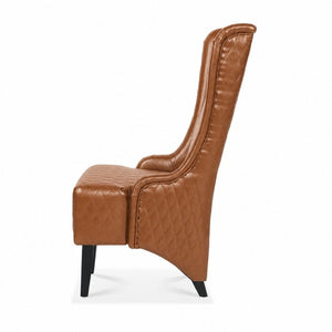 English Elm 23.03 Inch Tall Wingback Accent Chair Diamond Tufted Faux Leather for Living Room W680P533851