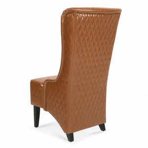English Elm 23.03 Inch Tall Wingback Accent Chair Diamond Tufted Faux Leather for Living Room W680P533851
