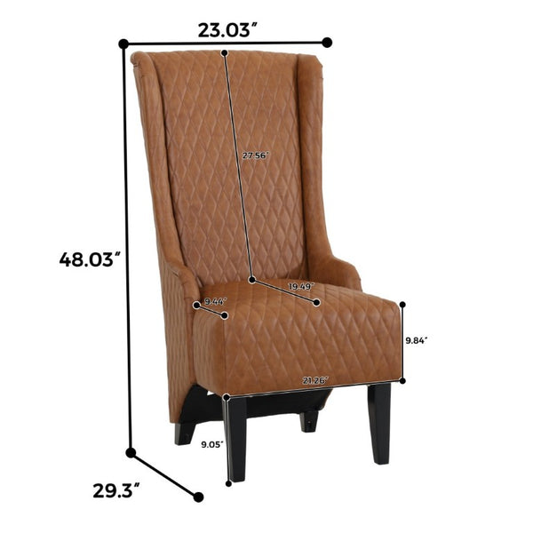 English Elm 23.03 Inch Tall Wingback Accent Chair Diamond Tufted Faux Leather for Living Room W680P533851