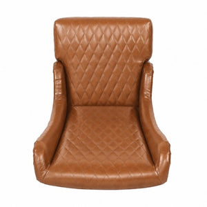 English Elm 23.03 Inch Tall Wingback Accent Chair Diamond Tufted Faux Leather for Living Room W680P533851