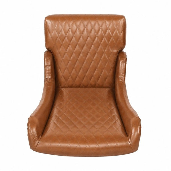 English Elm 23.03 Inch Tall Wingback Accent Chair Diamond Tufted Faux Leather for Living Room W680P533851