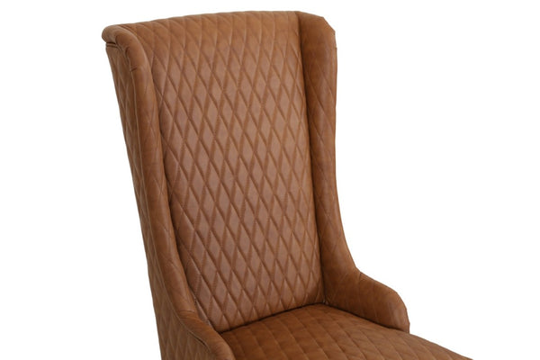 English Elm 23.03 Inch Tall Wingback Accent Chair Diamond Tufted Faux Leather for Living Room W680P533851