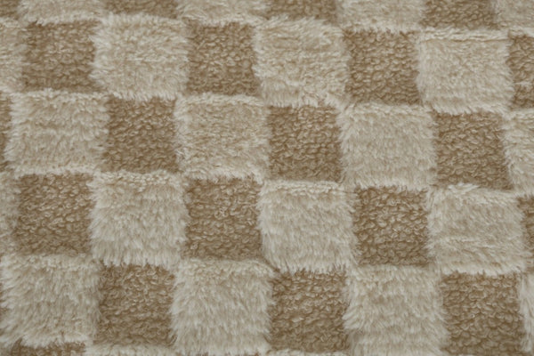 English Elm Checkered Corduroy Armchair with Tapered Wood Legs Mid-Century Reading Nook Seating Sand W680P534783