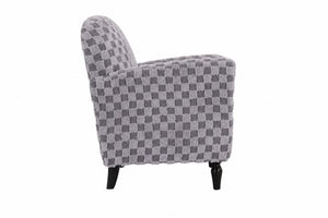 English Elm Checkered Corduroy Armchair with Tapered Wood Legs Mid-Century Reading Nook Seating Smoke Grey W680P534784