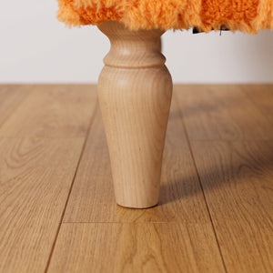 English Elm Checkered Corduroy Armchair with Tapered Wood Legs Mid-Century Reading Nook Seating Orange W680P534785