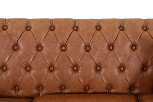English Elm Pu Leather Tufted Loveseat with Nailhead Trim Birch Legs for Apartment Living 75.2 inches Brown W680P536111