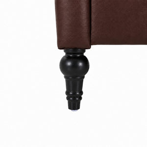 English Elm Pu Leather Tufted Loveseat with Nailhead Trim Birch Legs for Apartment Living 75.2 inches Dark Brown W680P536112