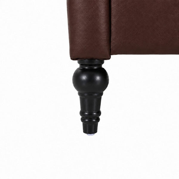 English Elm Pu Leather Tufted Loveseat with Nailhead Trim Birch Legs for Apartment Living 75.2 inches Dark Brown W680P536112