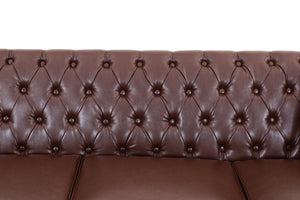 English Elm Pu Leather Tufted Loveseat with Nailhead Trim Birch Legs for Apartment Living 75.2 inches Dark Brown W680P536112