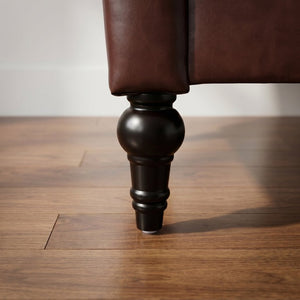 English Elm Pu Leather Tufted Loveseat with Nailhead Trim Birch Legs for Apartment Living 75.2 inches Dark Brown W680P536112