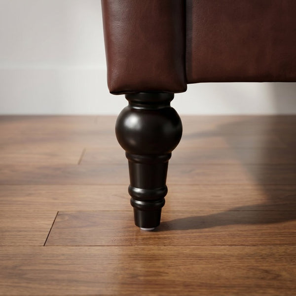 English Elm Pu Leather Tufted Loveseat with Nailhead Trim Birch Legs for Apartment Living 75.2 inches Dark Brown W680P536112