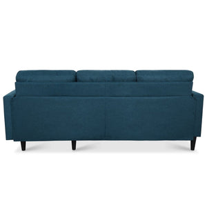 English Elm Sofa with Hidden Storage Track Arm Low Profile Fabric Upholstered Living Room Couch Blue W680S00005