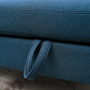 English Elm Sofa with Hidden Storage Track Arm Low Profile Fabric Upholstered Living Room Couch Blue W680S00005