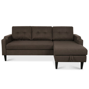 English Elm Sofa with Hidden Storage Track Arm Low Profile Fabric Upholstered Living Room Couch Brown W680S00006