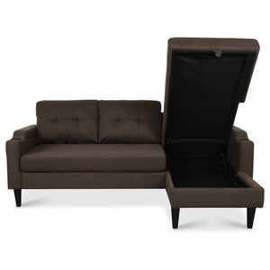 English Elm Sofa with Hidden Storage Track Arm Low Profile Fabric Upholstered Living Room Couch Brown W680S00006