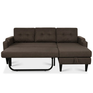 English Elm Sofa with Hidden Storage Track Arm Low Profile Fabric Upholstered Living Room Couch Brown W680S00006
