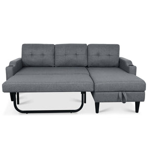 English Elm Sofa with Hidden Storage Track Arm Low Profile Fabric Upholstered Living Room Couch Grey W680S00007
