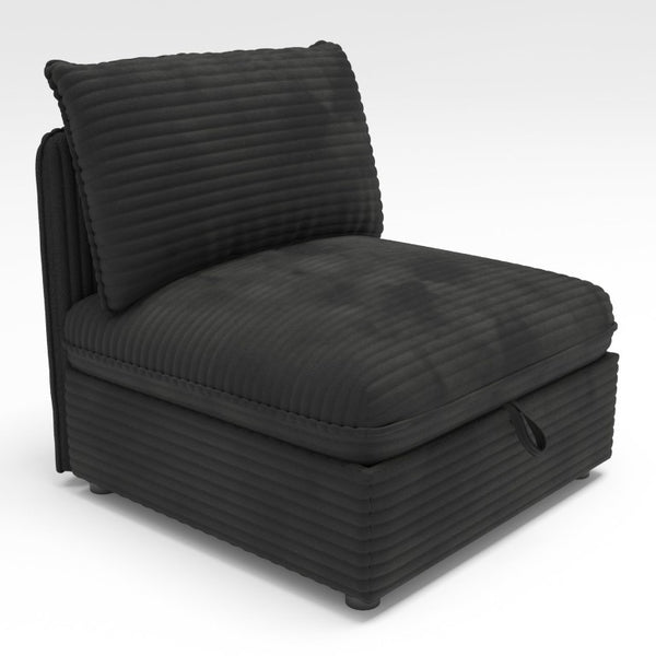 English Elm Sofa with Pin-Tucked Cushions Birch Legs and Pine Frame for Mid-Century Living Rooms Black Corduroy W680S00069