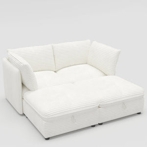 English Elm Modular Sectional Sofa with Hidden Storage and Breathable Fabric for Living Rooms White 4 Seats W680S00071