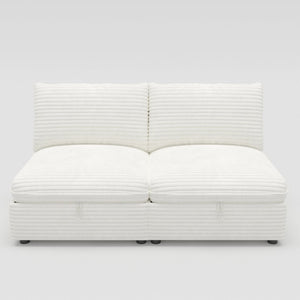English Elm Modular Sectional Sofa with Hidden Storage and Breathable Fabric for Living Rooms White 4 Seats W680S00071