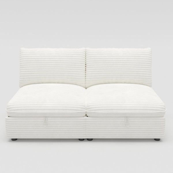 English Elm Modular Sectional Sofa with Hidden Storage and Breathable Fabric for Living Rooms White 4 Seats W680S00071