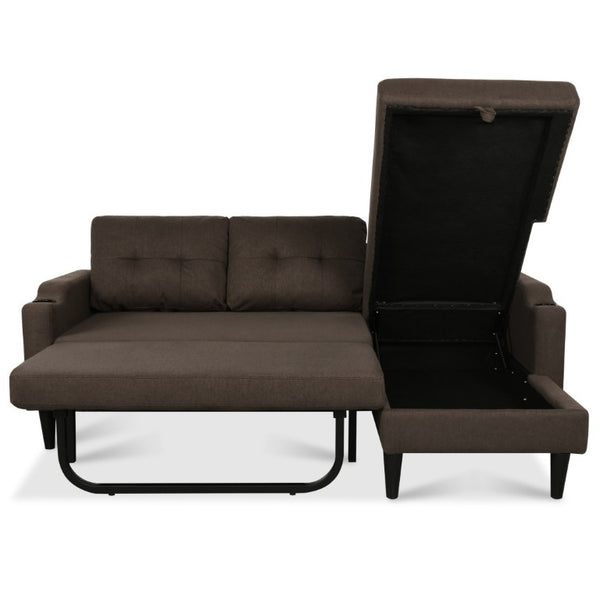 English Elm Sofa with Hidden Storage Solid Wood Frame Fabric Upholstery for Living Rooms Brown W680S00104