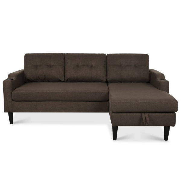 English Elm Sofa with Hidden Storage Solid Wood Frame Fabric Upholstery for Living Rooms Brown W680S00104