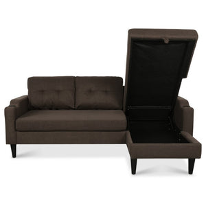 English Elm Sofa with Hidden Storage Solid Wood Frame Fabric Upholstery for Living Rooms Brown W680S00104