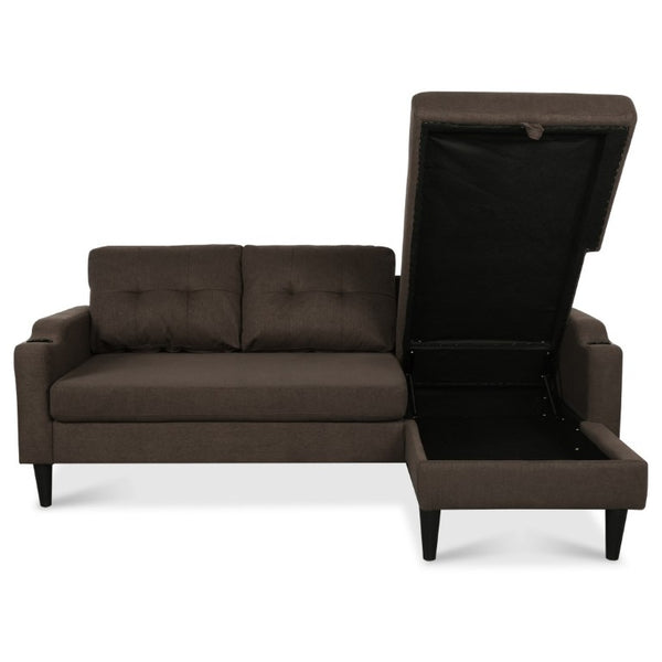 English Elm Sofa with Hidden Storage Solid Wood Frame Fabric Upholstery for Living Rooms Brown W680S00104