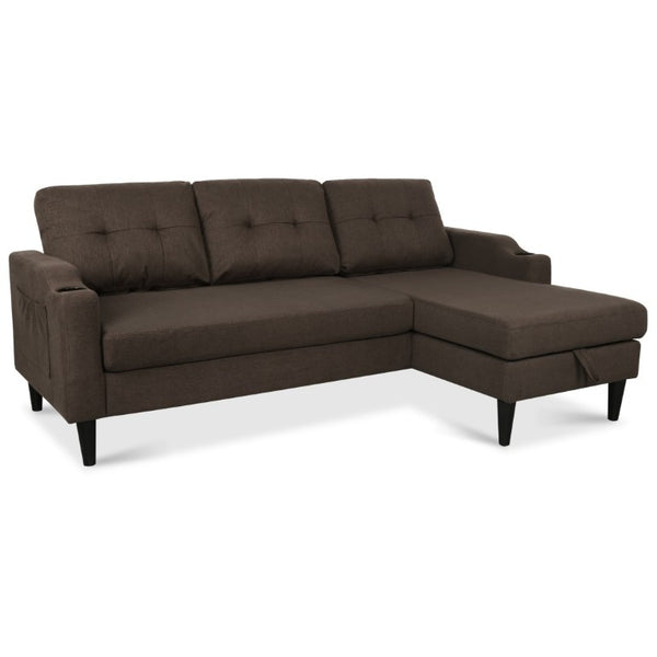 English Elm Sofa with Hidden Storage Solid Wood Frame Fabric Upholstery for Living Rooms Brown W680S00104