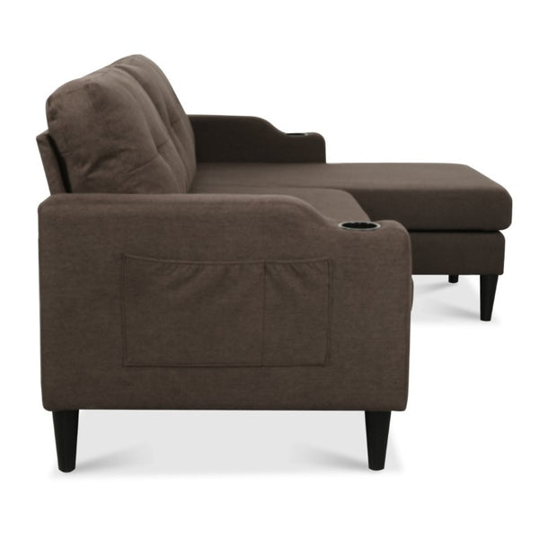 English Elm Sofa with Hidden Storage Solid Wood Frame Fabric Upholstery for Living Rooms Brown W680S00104