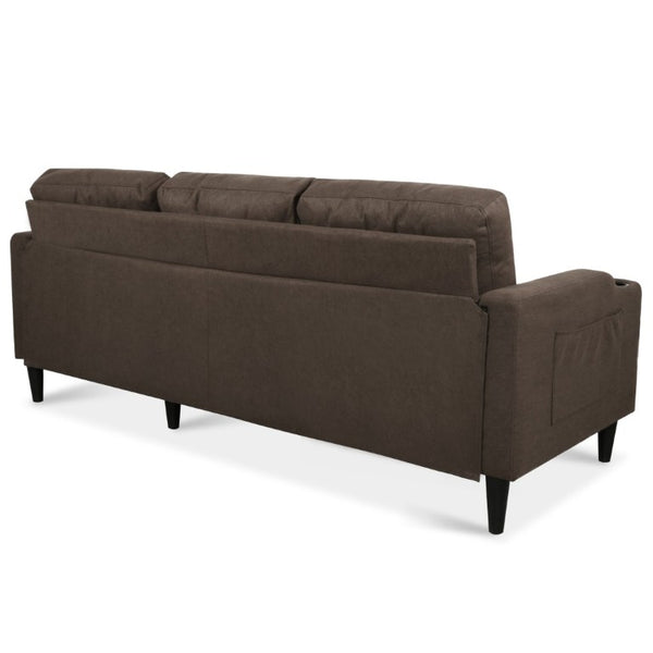 English Elm Sofa with Hidden Storage Solid Wood Frame Fabric Upholstery for Living Rooms Brown W680S00104