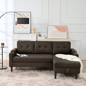 English Elm Sofa with Hidden Storage Solid Wood Frame Fabric Upholstery for Living Rooms Brown W680S00104