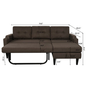 English Elm Sofa with Hidden Storage Solid Wood Frame Fabric Upholstery for Living Rooms Brown W680S00104
