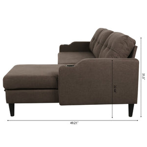 English Elm Sofa with Hidden Storage Solid Wood Frame Fabric Upholstery for Living Rooms Brown W680S00104
