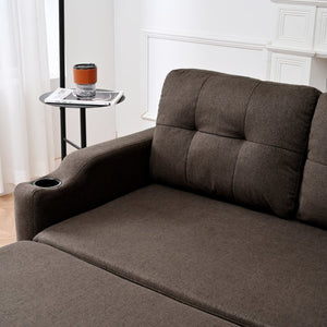 English Elm Sofa with Hidden Storage Solid Wood Frame Fabric Upholstery for Living Rooms Brown W680S00104