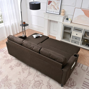 English Elm Sofa with Hidden Storage Solid Wood Frame Fabric Upholstery for Living Rooms Brown W680S00104