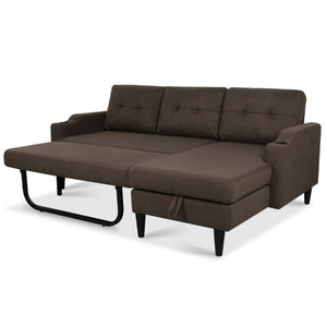 English Elm Sofa with Hidden Storage Solid Wood Frame Fabric Upholstery for Living Rooms Brown W680S00104