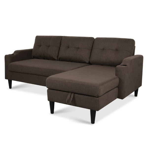 English Elm Sofa with Hidden Storage Solid Wood Frame Fabric Upholstery for Living Rooms Brown W680S00104