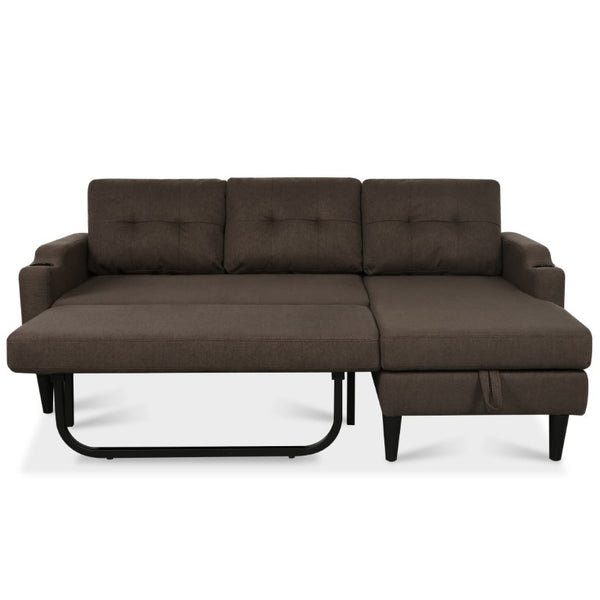 English Elm Sofa with Hidden Storage Solid Wood Frame Fabric Upholstery for Living Rooms Brown W680S00104