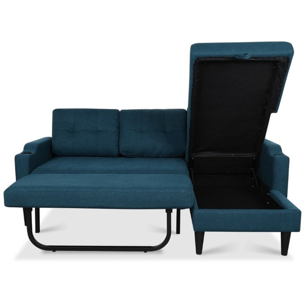 English Elm Sofa with Hidden Storage Solid Wood Frame Fabric Upholstery for Living Rooms Blue W680S00105