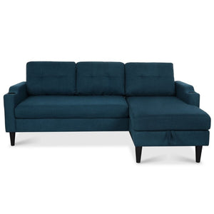 English Elm Sofa with Hidden Storage Solid Wood Frame Fabric Upholstery for Living Rooms Blue W680S00105