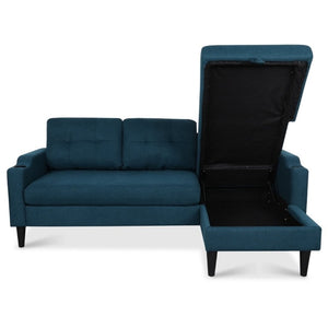 English Elm Sofa with Hidden Storage Solid Wood Frame Fabric Upholstery for Living Rooms Blue W680S00105